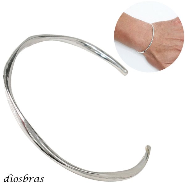 画像1: シルバーバングル  シルバーアクセサリー エッジ ねじり ウエーブ プレーン シンプル シルバーアクセサリー メンズ シルバーバングル ブレスレット シルバー925 メンズ レディース アクセサリー プレゼントに人気