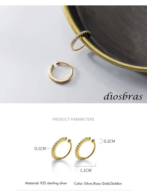 画像5: イヤーカフ シルバー 925 フープ リング バーベル  ジルコニア CZ ノンホール ミニマム ミニマリスト ゴールド シルバー 金属アレルギー対応 刻印 片耳 片方販売ピアス メンズ レディース