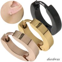 ステンレス フープピアス ブラック ローズゴールド ゴールド 金属アレルギー対応 光沢 メタル素材 シンプル 小さめ フープ ループ リング 輪っか ピアス アクセサリー メンズ レディース 中折れ式 10mm  メール便なら送料無料