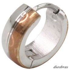 画像1: ステンレス フープピアス シルバー 金属アレルギー対応 ローズゴールド ライン メタル素材 シンプル 小さめ フープ ループ リング 輪っか ピアス メンズ アクセサリー レディース 中折れ式 13mm (1)