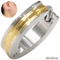 ステンレス フープピアス シルバー 金属アレルギー対応 ゴールド ライン メタル素材 シンプル 小さめ フープ ループ リング 輪っか ピアス ゴールド メンズ アクセサリー レディース 中折れ式 14mm