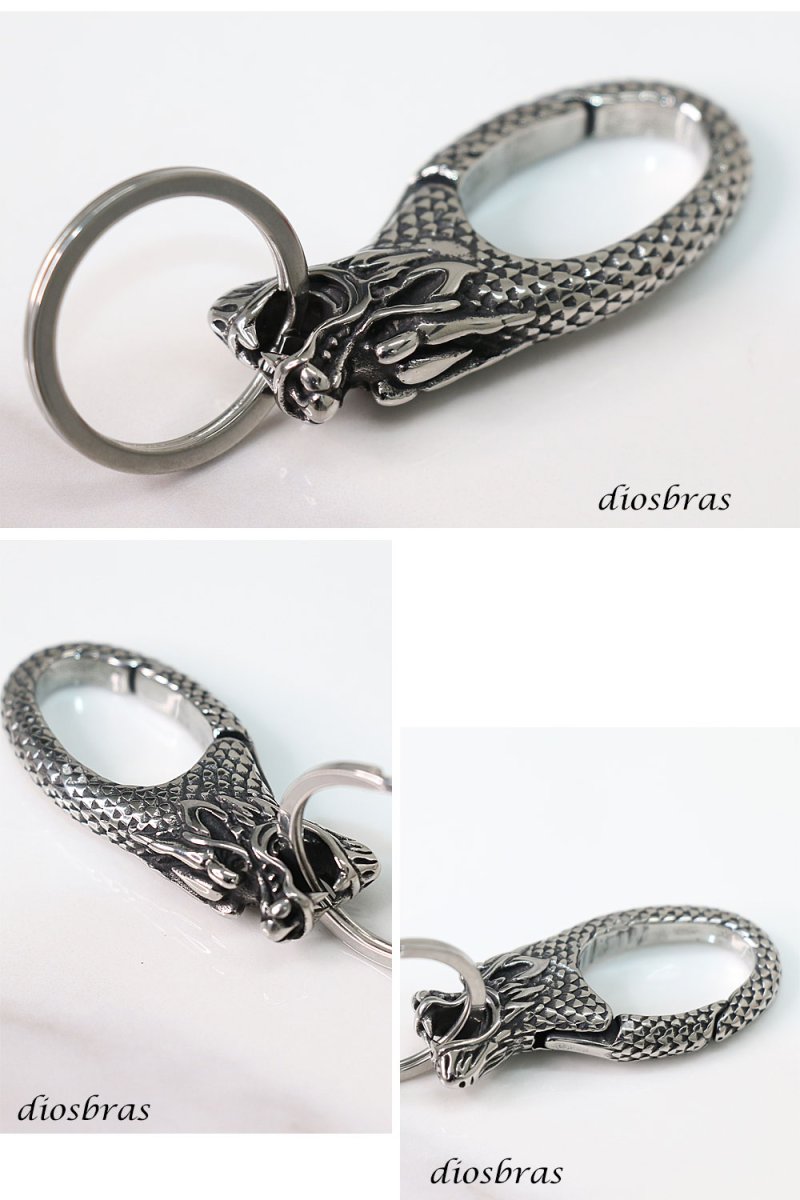 画像2: キーホルダー キーフック キーチェーン シルバー  イーグル ドラゴン 竜　龍 スカル ドクロ 骸骨 髑髏  亜鉛合金製 キーホルダー (2)