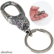 画像1: キーホルダー キーフック キーチェーン シルバー  イーグル　フェザー 羽根 スカル ドクロ 骸骨 髑髏  亜鉛合金製 キーホルダー (1)