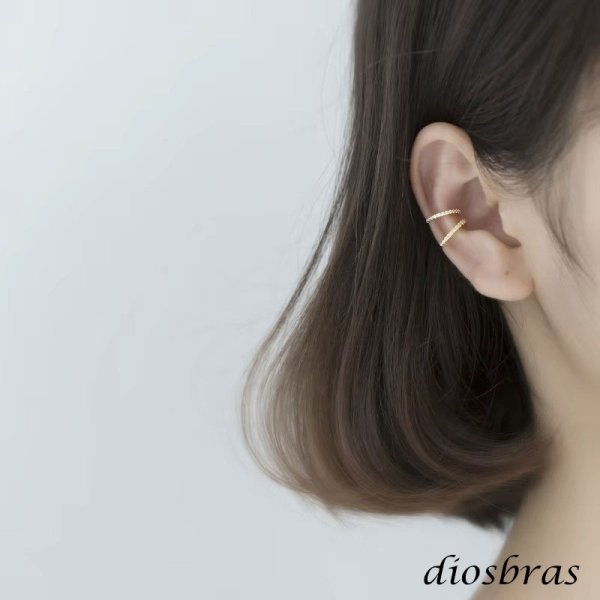 画像3: イヤーカフ シルバー 925 フープ リング バーベル  ジルコニア CZ ノンホール ミニマム ミニマリスト ゴールド シルバー 金属アレルギー対応 刻印 片耳 片方販売ピアス メンズ レディース