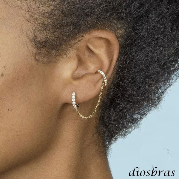 画像5: ピアス 2連 チェーン イヤーカフ シルバー 925 フープ リング 小豆 アズキ　あずき チェーン マリーナ　マリーン　アンカー ドロップ ジルコニア　CZ ノンホール　ミニマム ミニマリスト ゴールド　シルバー 片耳　 金属アレルギー対応 片方販売ピアス メンズ レディース