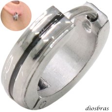 画像1: ステンレス フープピアス ブラック加工 シルバー 金属アレルギー対応 メタル素材 シンプル 小さめ フープ ループ リング 輪っか ピアス メンズ アクセサリー レディース 中折れ式 13mm (1)