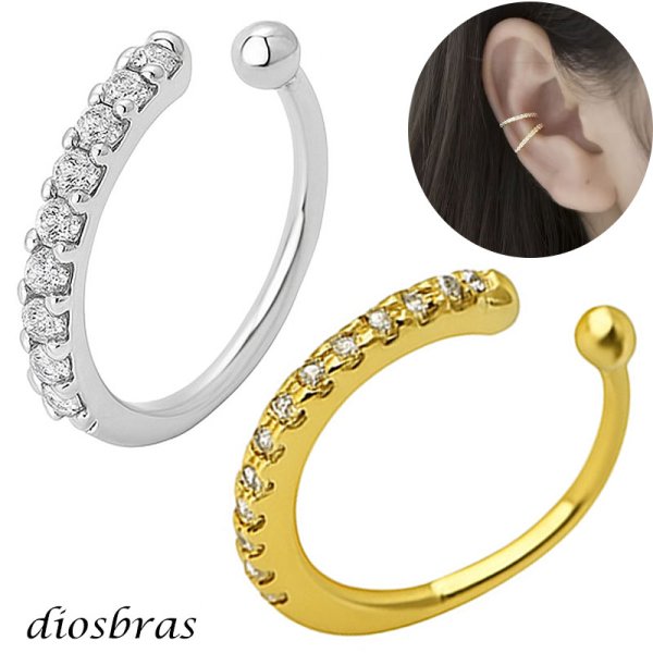 画像1: イヤーカフ シルバー 925 フープ リング バーベル  ジルコニア CZ ノンホール ミニマム ミニマリスト ゴールド シルバー 金属アレルギー対応 刻印 片耳 片方販売ピアス メンズ レディース