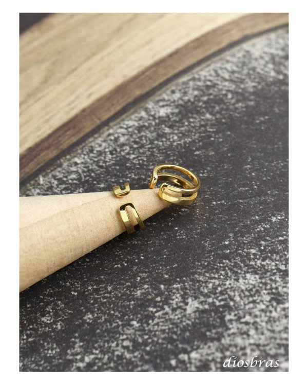 画像6: イヤーカフ シルバー 925　２連　フープ　リング ノンホール　ミニマム　ミニマリスト　ゴールド　シルバー 片耳　 金属アレルギー対応 刻印 片耳 片方販売ピアス メンズ レディース