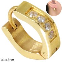 ステンレス フープピアス ジルコニア ゴールド 金属アレルギー対応 メタル素材  金 シンプル 小さめ フープ ループ リング 輪っか ピアス アクセサリー メンズ レディース 中折れ式 メール便なら送料無料 13mm