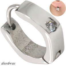画像1: ステンレス フープピアス  ジルコニア シルバー 金属アレルギー対応 メタル素材 シンプル 小さめ フープ ループ リング 輪っか ピアス アクセサリー メンズ レディース 中折れ式 13mm (1)