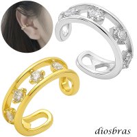 イヤーカフ シルバー 925 フープ リング ジルコニア CZ ２連 ノンホール ミニマム ミニマリスト ゴールド シルバー 金属アレルギー対応 刻印 片耳 片方販売ピアス メンズ レディース