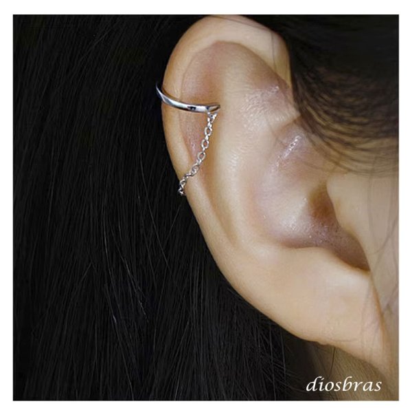 画像4: イヤーカフ シルバー 925 フープ リング 小豆 アズキ　あずき チェーン マリーナ　マリーン　アンカー ドロップ　チェーン　ジルコニア　CZ ノンホール　ミニマム ミニマリスト　ゴールド　シルバー 片耳　 金属アレルギー対応 刻印 片耳 片方販売ピアス メンズ レディース