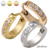 ステンレス フープピアス ゴールド シルバー ローズゴールド  ジルコニア 金属アレルギー対応 メタル素材 シンプル 小さめ フープ ループ リング 輪っか ピアス アクセサリー メンズ レディース 中折れ式 9mm