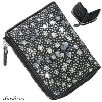 財布 ラウンドファスナー スティングレイ メンズ レディース 本革 スティングレー スター エイ革 梅花皮 かいらぎ イバラエイ ウォレット ガルーシャ ラウンド ジッパー スタースティングレー レザーウォレット ロングウォレット バイカー 長財布 牛革 ハンドメイド