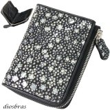 財布 ラウンドファスナー  イバラエイ メンズ レディース 本革 スティングレイ エイ革 ハーフ ミドル ウォレット ガルーシャ ラウンド ジッパー スティングレー 財布 レザーウォレット ロングウォレット バイカー 長財布 牛革 紳士 婦人 ハンドメイド 梅花皮 かいらぎ 長財布