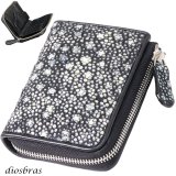 財布 ラウンドファスナー スティングレイ メンズ レディース 本革 スティングレー スター エイ革 梅花皮 かいらぎ イバラエイ ウォレット ガルーシャ ラウンド ジッパー スタースティングレー レザーウォレット ロングウォレット バイカー 長財布 牛革 ハンドメイド