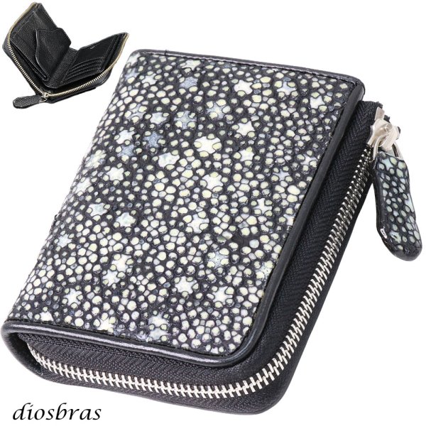 画像1: 財布 ラウンドファスナー スティングレイ メンズ レディース 本革 スティングレー スター エイ革 梅花皮 かいらぎ イバラエイ ウォレット ガルーシャ ラウンド ジッパー スタースティングレー レザーウォレット ロングウォレット バイカー 長財布 牛革 ハンドメイド