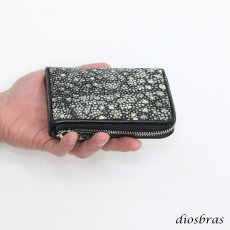 画像6: 財布 ラウンドファスナー  イバラエイ メンズ レディース 本革 スティングレイ エイ革 ハーフ ミドル ウォレット ガルーシャ ラウンド ジッパー スティングレー 財布 レザーウォレット ロングウォレット バイカー 長財布 牛革 紳士 婦人 ハンドメイド 梅花皮 かいらぎ 長財布 (6)