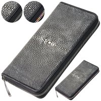 財布 ラウンドファスナー メンズ レディース 本革 カットスティングレー エイ革  大容量 ラウンドファスナー ウォレット ガルーシャ ラウンド ジッパー ＺＩＰＰＥＲ 財布 ヌメ革 レザーウォレット ロングウォレット バイカー 長財布 牛革 紳士 婦　VALENA-ヴァレナ-