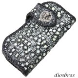 メンズ長財布 バイカーズウォレット イバラエイ レザーウォレット 本革 カットスティングレー スター エイ革 長財布 バイカーズウォレット シルバー９２５コンチョ 革財布 皮財布 ロングウォレット 天然皮革 梅花皮 かいらぎ メンズ 長財布 ガルーシャ