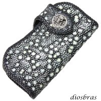 メンズ長財布 バイカーズウォレット イバラエイ レザーウォレット 本革 カットスティングレー スター エイ革 長財布 バイカーズウォレット シルバー９２５コンチョ 革財布 皮財布 ロングウォレット 天然皮革 梅花皮 かいらぎ メンズ 長財布 ガルーシャ