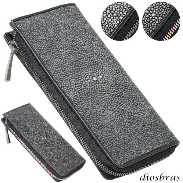 画像1: 財布 スティングレイ ガルーシャ 財布 スティングレー エイ革 ラウンドファスナー メンズ レディース 本革 スティングレー ラウンド ジッパー 財布 ヌメ革 レザーウォレット ロングウォレット  長財布 牛革 紳士 婦人 マルチカラー スティングレイ