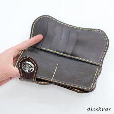 画像5: 【diosbras-ディオブラス】本革サドルレザーカービングウォレット  アラベスク　カービングバイカーズウォレット　長財布/ロングウォレット　牛革財布　シルバー９２５コンチョヌメ革サイフwallet【CG】 (5)