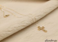 画像11: 日本製 クロス 十字架 立体構造 ペンダント トップ  k18 ダイヤモンドカット スターカット 菊花彫り チェーン付き 放射状幾何学模様 シンプル ゴールド 18k メンズ レディース クロスペンダント 18金 チャーム アズキチェーン 長あずきチェーン  小豆チェーン ネックレス (11)