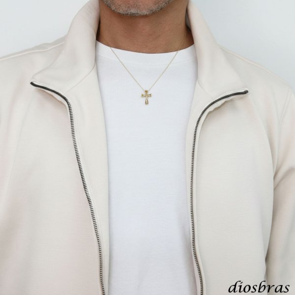 画像8: 日本製 クロス 十字架 立体構造 ペンダント トップ  k18 ダイヤモンドカット スターカット 菊花彫り チェーン付き 放射状幾何学模様 シンプル ゴールド 18k メンズ レディース クロスペンダント 18金 チャーム   アズキチェーン  長あずきチェーン  小豆チェーン ネックレス