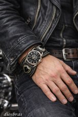 画像3: 【diosbras-ディオブラス-】本革 極厚　サドルレザー　ベルトのみ　バイカーズ　ウォッチベルト　牛革　時計　ベルト　ターコイズ　Mサイズ　ヌメ革　バイカー　コンチョ【SA】 (3)