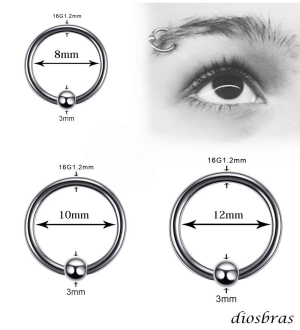 画像2: フープ キャプティブ ビーズリング ボディーピアス ステンレス 16G 16ゲージ 鼻ピア ス 軟骨ピアス つけっぱなし ト ラガス 耳たぶ 舌ピ へそピアス インダストリアル