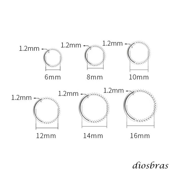画像3: フープ リング ボディーピアス ステンレス 16G 16ゲージ 鼻ピア ス 軟骨ピアス つけっぱなし ト ラガス 耳たぶ 舌ピ へそピアス インダストリアル