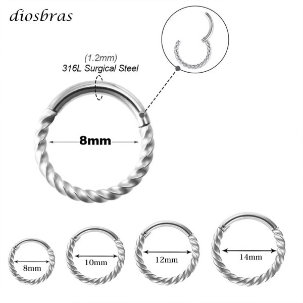 画像3: フープ リング ボディーピアス ステンレス 16G 16ゲージ 鼻ピア ス 軟骨ピアス つけっぱなし ト ラガス 耳たぶ 舌ピ へそピアス インダストリアル