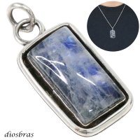 一点物 ムーンストーン ブルームーンストーン ペンダント ネックレス シルバー９２５ ナバホ 四角 