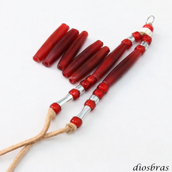 画像4: ホーンビーズ　レッドブラウン　赤茶　ハンドメイド制作 ビーズストラップ 携帯ストラップ カスタムビーズ フック