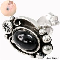 ブラックスター ピアス ダイオプサイト 本物シルバー925  ピアス 片方 パワーストーン ピアス片耳 片方販売ピアス メンズ レディース