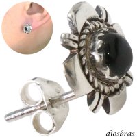 オニキス ピアス 本物シルバー925  ピアス 片方 パワーストーン ピアス片耳 片方販売ピアス メンズ レディース インディアンジュエリー　ナバホ