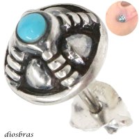 ターコイズ ピアス 本物シルバー925  ピアス 片方 パワーストーン ピアス片耳 片方販売ピアス メンズ レディース ネイティブ インディアンジュエリー ロープ 縄