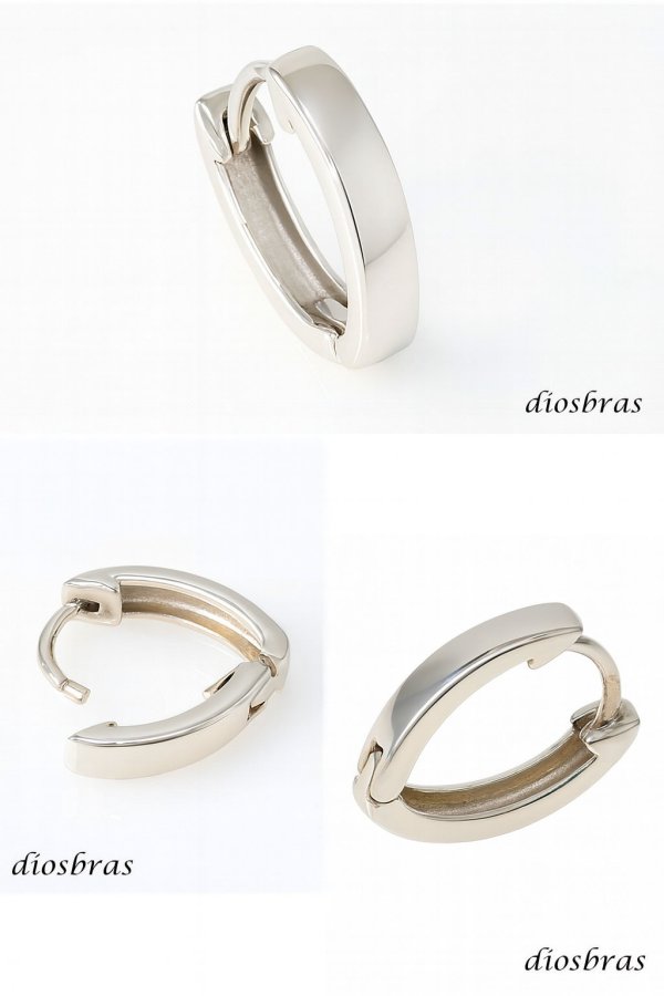 画像2: フープピアス リング シルバー９２５ ピアス メンズ レディース 激安ピアス イヤリング アクセサリー フープ 本物シルバー９２５ 片方ピアス メンズ レディース 鏡面 ライン 楕円 オーバル 中折れ式