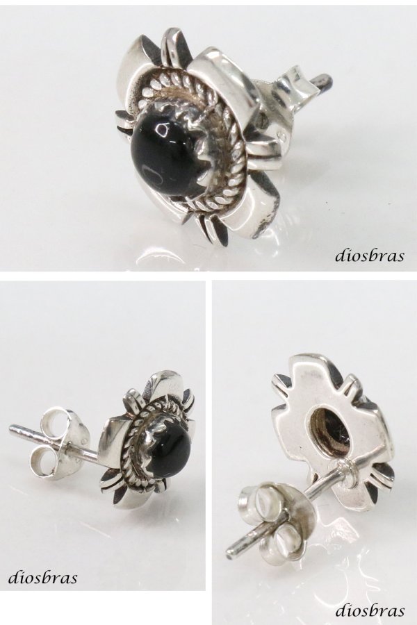 画像2: オニキス ピアス 本物シルバー925  ピアス 片方 パワーストーン ピアス片耳 片方販売ピアス メンズ レディース インディアンジュエリー　ナバホ