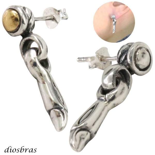 画像1: メンズピアス  シルバーアクセサリー  シルバーピアス  バラ売り 片耳のみ  シャープでキレイめハードな横顔に シルク リンク  メンズ アクセサリー ピアス クロス 十字架  (1)