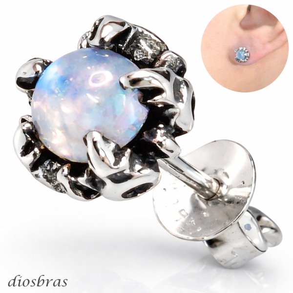 画像1: ピアス ブラックスター ムーンストーン アラベスク 王冠 クラウン クロス 十字架 ワンポイント ゴシック 本物シルバー925  ピアス 片方 パワーストーン ピアス片耳 片方販売ピアス メンズ レディース メール便なら送料無料