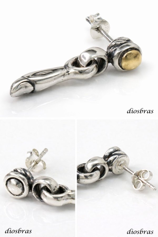 画像3: メンズピアス  シルバーアクセサリー  シルバーピアス  バラ売り 片耳のみ  シャープでキレイめハードな横顔に シルク リンク  メンズ アクセサリー ピアス クロス 十字架 