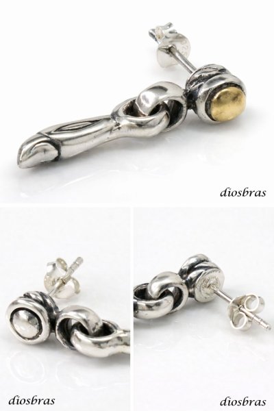 画像3: メンズピアス  シルバーアクセサリー  シルバーピアス  バラ売り 片耳のみ  シャープでキレイめハードな横顔に シルク リンク  メンズ アクセサリー ピアス クロス 十字架  (3)