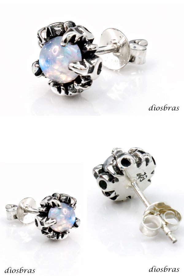 画像2: ピアス ブラックスター ムーンストーン アラベスク 王冠 クラウン クロス 十字架 ワンポイント ゴシック 本物シルバー925  ピアス 片方 パワーストーン ピアス片耳 片方販売ピアス メンズ レディース メール便なら送料無料