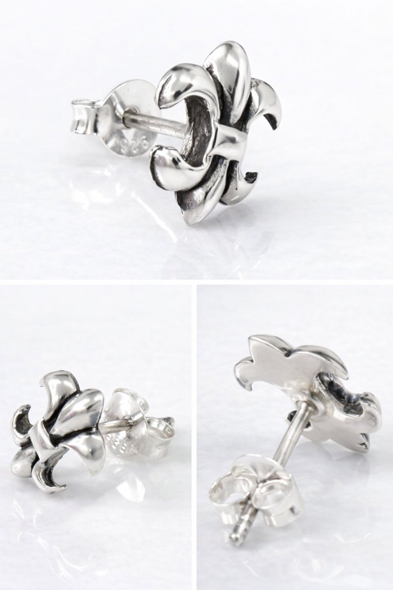 画像2: ユリ　リリー メンズピアス ピアス シルバーアクセサリー  シルバーピアス レディース  バラ売り 片耳のみ  シャープでキレイめハードな横顔に  メンズ アクセサリー ピアス クロス 十字架 フレア 百合 ユリの紋章 ナイフ 剣 (2)