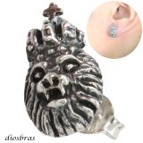 ライオン 王冠 クラウン ピアス シルバー９２５ ピアス メンズ レディース イヤリング アクセサリー【骸骨】シルバー９２５◇ライオンヘッド◇ピアス◇片方ピアス メンズ レディース