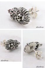 画像2: ライオン 王冠 クラウン ピアス シルバー９２５ ピアス メンズ レディース イヤリング アクセサリー【骸骨】シルバー９２５◇ライオンヘッド◇ピアス◇片方ピアス メンズ レディース (2)