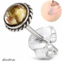 シトリン ピアス シルバー925  ピアス 丸 片方 パワーストーン ピアス片耳 片方販売ピアス メンズ レディース ワンポイント