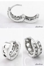 画像2: ジルコニア リング シルバー９２５  フープピアス ピアス メンズ レディース イヤリング アクセサリー フープ２連 シルバー９２５ 片方ピアス メンズ レディース 12mm (2)
